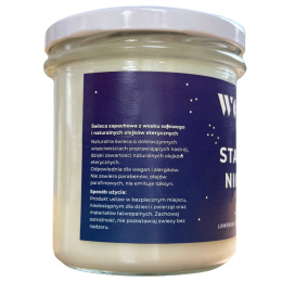 Świeca sojowa Dobry Wosk Starry Night – szczegóły zapachowe i informacje na bocznej etykiecie.